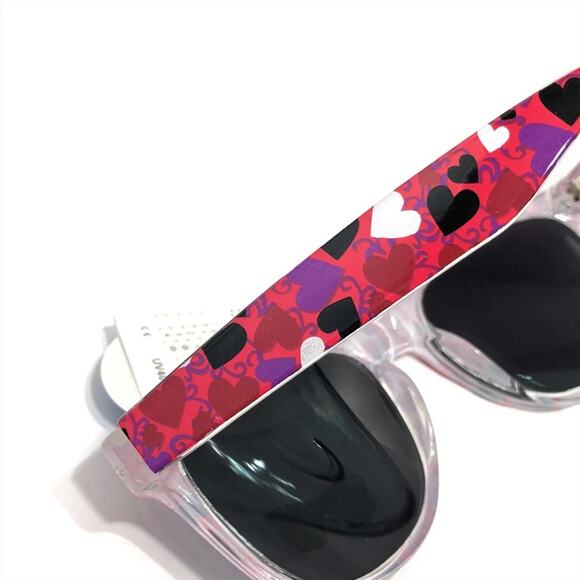 Pink Heart Print Sunglasses UV400 Retro NEW NWT - Picture 4 of 5